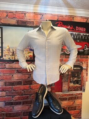 Hugo Boss Light Blue & gray Plaid Button Shirt